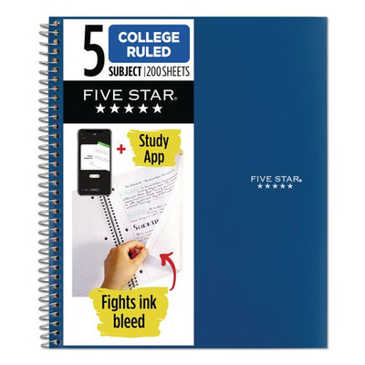 Wirebound Notebook, 5 Subject, 8 Pockets, Medium/college Rule, Randomly Assorted Covers, 11 X 8.5, 200 Sheets