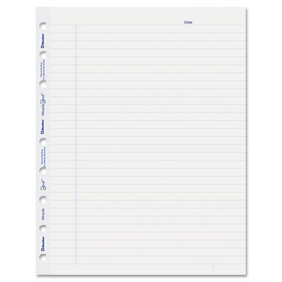 Miraclebind Ruled Paper Refill Sheets For All Miraclebind Notebooks And Planners, 9.25 X 7.25, White/blue Sheets, Undated