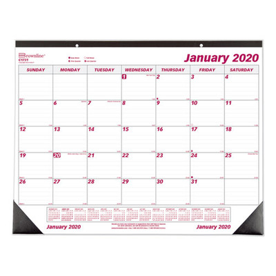 Monthly Desk Pad Calendar, 22 X 17, White/burgundy Sheets, Black Binding, Black Corners, 12-month (jan To Dec): 2022 Monthly Desk Pad Calendar, 22 X 17, White/burgundy Sheets, Black Binding, Black Corners, 12-month (jan To Dec): 2022