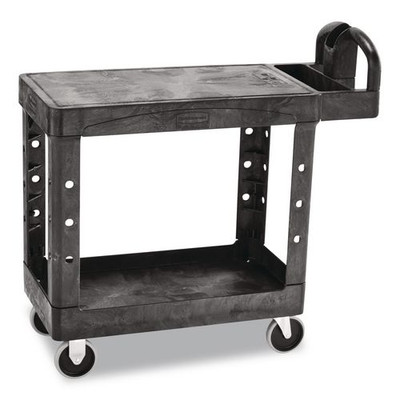 Flat Shelf Utility Cart, Two-shelf, 19.19w X 37.88d X 33.33h, Black