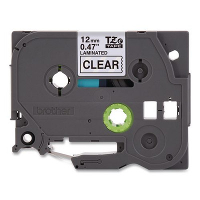 Tze Standard Adhesive Laminated Labeling Tape, 0.47" X 26.2 Ft, Black On Clear