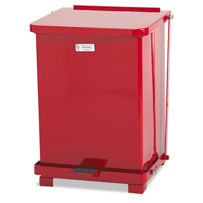 Defenders Biohazard Step Can, Square, Steel, 4 Gal, Red