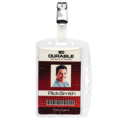 Id/security Card Holder Set, Vertical/horizontal, Clip, Clear, 25/pack