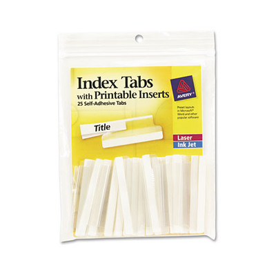 Insertable Index Tabs With Printable Inserts, 1/5-cut Tabs, Clear, 2" Wide, 25/pack
