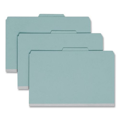 Eight-section Pressboard Top Tab Classification Folders With Safeshield Fasteners, 3 Dividers, Legal Size, Blue, 10/box