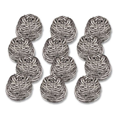 Stainless Steel Scrubber, Silver, 12/carton