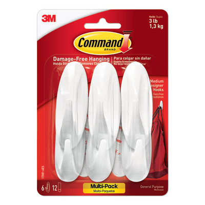 Designer Hooks, Plastic, White, 3 Lb Cap, 6 Hooks And 12 Strips/pack Designer Hooks, Plastic, White, 3 Lb Cap, 6 Hooks And 12 Strips/pack