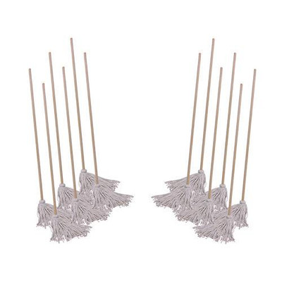 Cotton Deck Mop, 16 Oz White Cotton Head, 50" Wood Handle, 12/carton