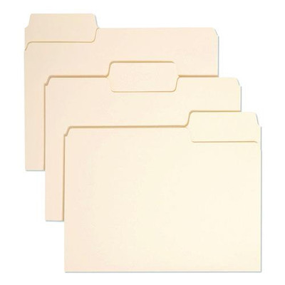 Supertab Top Tab File Folders, 1/3-cut Tabs: Assorted, Letter Size, 0.75" Expansion, 11-pt Manila, 100/box