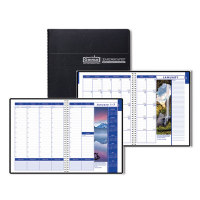 Earthscapes Recycled Weekly/monthly Appointment Book, Landscape Photos, 11 X 8.5, Black Soft Cover, 12-month (jan-dec): 2022