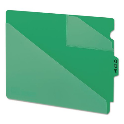 End Tab Poly Out Guides, Two-pocket Style, 1/3-cut End Tab, Out, 8.5 X 11, Green, 50/box