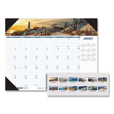 Earthscapes Recycled Monthly Desk Pad Calendar, Coastlines Photos, 22 X 17, Black Binding/corners,12-month (jan-dec): 2022