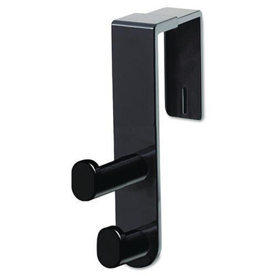 Plastic Coat Hook, 2-hook, 1 3/4 X 6 1/2 X 7 3/4, Black