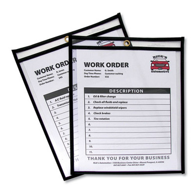 Shop Ticket Holders, Stitched, Both Sides Clear, 50 Sheets, 8.5 X 11, 25/box