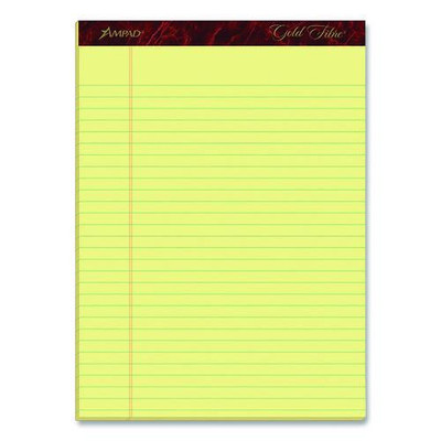 Gold Fibre Writing Pads, Wide/legal Rule, 50 Canary-yellow 8.5 X 11.75 Sheets, 4/pack