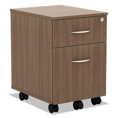Alera Valencia Series Mobile Pedestal, Left/right, 2-drawers: Box/file, Legal/letter, Modern Walnut, 15.88" X 19.13" X 22.88" Alera Valencia Series Mobile Pedestal, Left/right, 2-drawers: Box/file, Legal/letter, Modern Walnut, 15.88" X 19.13" X 22.88"