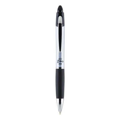Z-grip Max Ballpoint Pen, Retractable, Medium 1 Mm, Black Ink, Silver Barrel, 12/pack