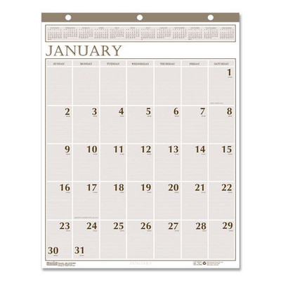 Large Print Recycled Monthly Wall Calendar, 20 X 26, Beige Sheets, 12-month (jan To Dec): 2022
