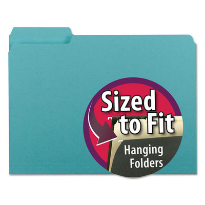 Interior File Folders, 1/3-cut Tabs: Assorted, Letter Size, 0.75" Expansion, Aqua, 100/box Interior File Folders, 1/3-cut Tabs: Assorted, Letter Size, 0.75" Expansion, Aqua, 100/box