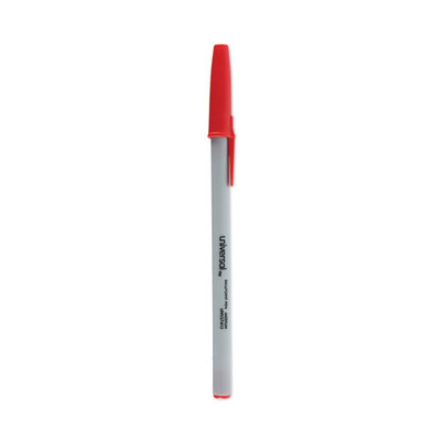 Ballpoint Pen, Stick, Medium 1 Mm, Red Ink, Gray Barrel, Dozen