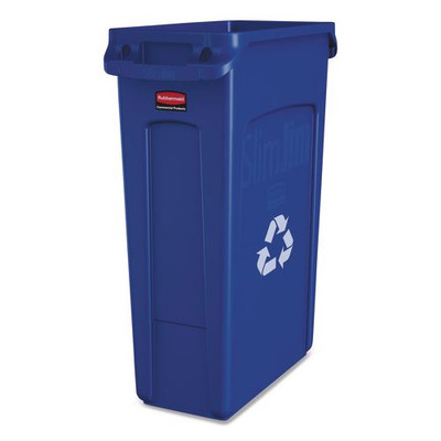Slim Jim Recycling Container With Venting Channels, Plastic, 23 Gal, Blue