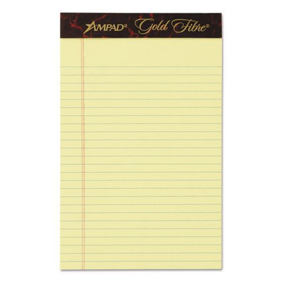 Gold Fibre Quality Writing Pads, Medium/college Rule, 50 Canary-yellow 5 X 8 Sheets, Dozen