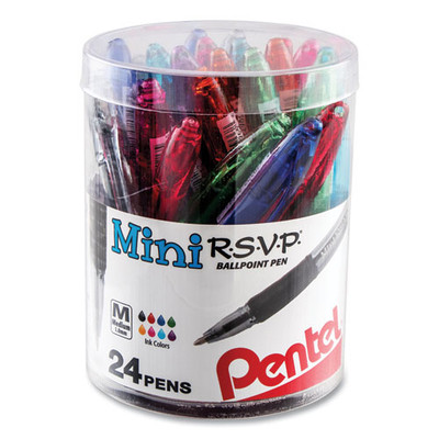 R.s.v.p. Mini Ballpoint Pen, Stick, Medium 1 Mm, Assorted Ink And Barrel Colors, 24/pack R.s.v.p. Mini Ballpoint Pen, Stick, Medium 1 Mm, Assorted Ink And Barrel Colors, 24/pack