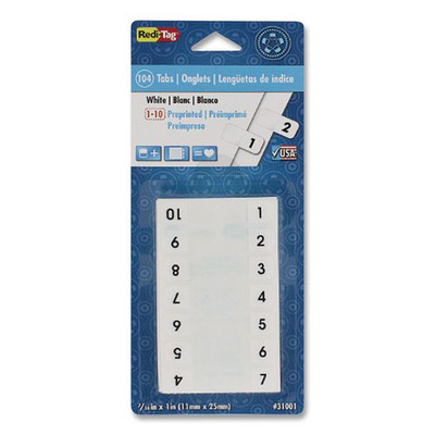 Legal Index Tabs, 1/12-cut Tabs, 1-10, White, 0.44" Wide, 104/pack