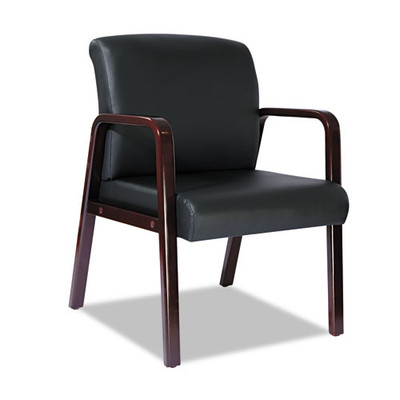 Alera Reception Lounge Wl Series Guest Chair, 24.21" X 24.8" X 32.67", Black Seat/back, Mahogany Base Alera Reception Lounge Wl Series Guest Chair, 24.21" X 24.8" X 32.67", Black Seat/back, Mahogany Base