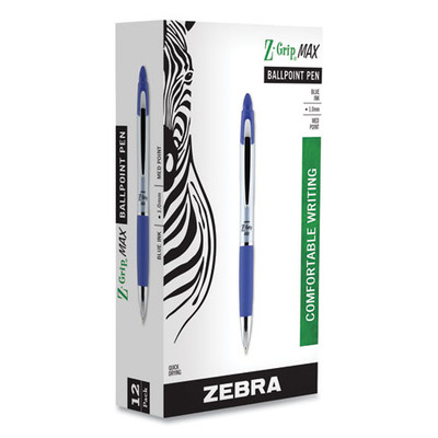 Z-grip Max Ballpoint Pen, Retractable, Medium 1 Mm, Blue Ink, Silver Barrel, 12/pack Z-grip Max Ballpoint Pen, Retractable, Medium 1 Mm, Blue Ink, Silver Barrel, 12/pack