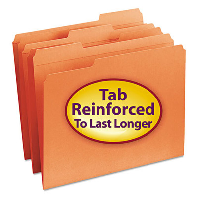 Reinforced Top Tab Colored File Folders, 1/3-cut Tabs: Assorted, Letter Size, 0.75" Expansion, Orange, 100/box Reinforced Top Tab Colored File Folders, 1/3-cut Tabs: Assorted, Letter Size, 0.75" Expansion, Orange, 100/box