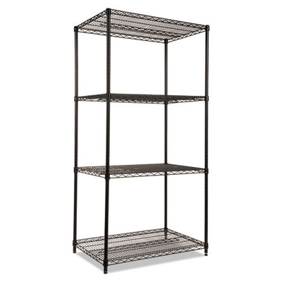Nsf Certified Industrial 4-shelf Wire Shelving Kit, 36w X 24d X 72h, Black Nsf Certified Industrial 4-shelf Wire Shelving Kit, 36w X 24d X 72h, Black