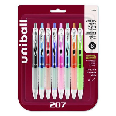 Signo 207 Gel Pen, Retractable, Medium 0.7 Mm, Assorted Ink And Barrel Colors, 8/pack