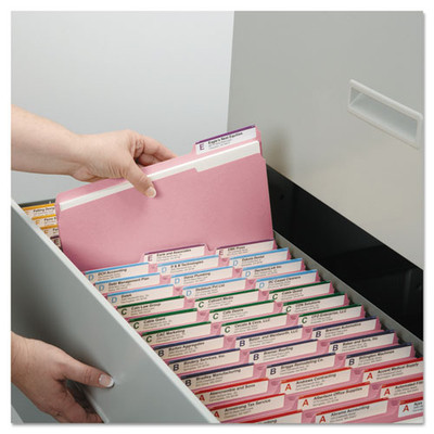 Colored File Folders, 1/3-cut Tabs: Assorted, Letter Size, 0.75" Expansion, Pink, 100/box
