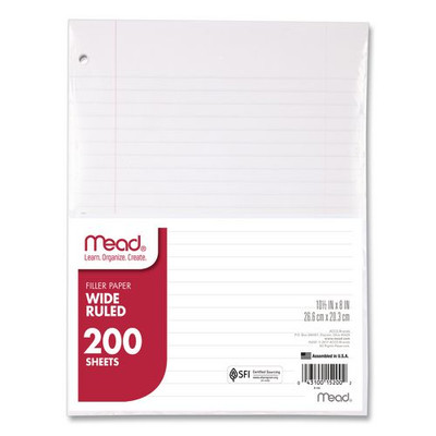 Filler Paper, 3-hole, 8 X 10.5, Wide/legal Rule, 200/pack - VISMEA15200