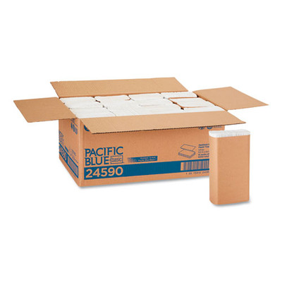 Pacific Blue Basic M-fold Paper Towels, 9.2 X 9.4, White, 250/pack, 16 Packs/carton
