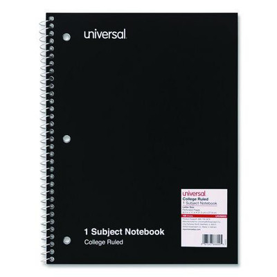 Wirebound Notebook, 1 Subject, Medium/college Rule, Black Cover, 11 X 8.5, 100 Sheets