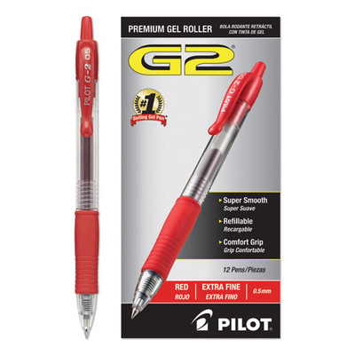 G2 Premium Gel Pen, Retractable, Extra-fine 0.5 Mm, Red Ink, Smoke Barrel, Dozen G2 Premium Gel Pen, Retractable, Extra-fine 0.5 Mm, Red Ink, Smoke Barrel, Dozen