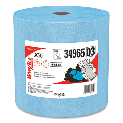 X60 Cloths, Jumbo Roll, 12.5 X 13.4, Blue, 1,100/roll