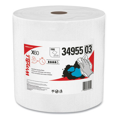 X60 Cloths, Jumbo Roll, White, 12.5 X 13.4, 1,100 Towels/roll