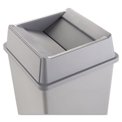 Untouchable Square Swing Top Lid, Plastic, 20.13w X 20.13d X 6.25h, Gray Untouchable Square Swing Top Lid, Plastic, 20.13w X 20.13d X 6.25h, Gray