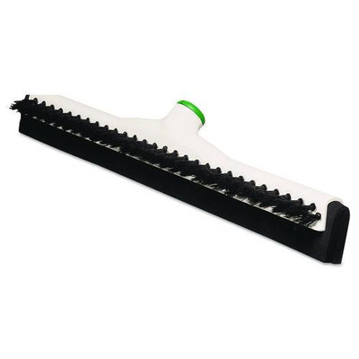 Sanitary Brush With Squeegee, Black Polypropylene Bristles, 18" Brush, Moss Plastic Handle