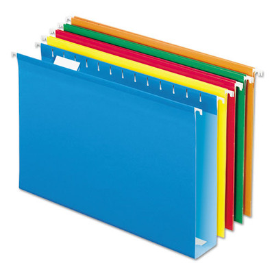 Extra Capacity Reinforced Hanging File Folders With Box Bottom, Legal Size, 1/5-cut Tab, Assorted, 25/box