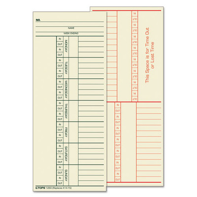 Time Clock Cards, Replacement For K14-15, Two Sides, 3.38 X 8.25, 500/box Time Clock Cards, Replacement For K14-15, Two Sides, 3.38 X 8.25, 500/box