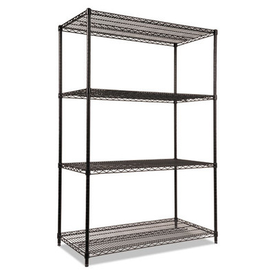 Nsf Certified Industrial 4-shelf Wire Shelving Kit, 48w X 24d X 72h, Black Nsf Certified Industrial 4-shelf Wire Shelving Kit, 48w X 24d X 72h, Black
