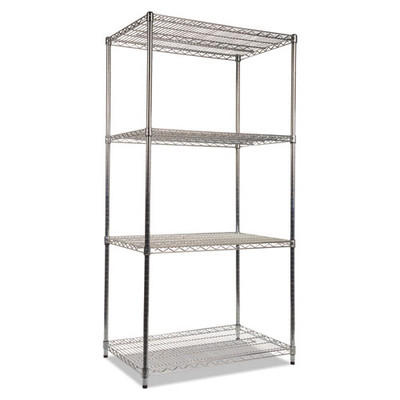 Nsf Certified Industrial 4-shelf Wire Shelving Kit, 36w X 24d X 72h, Silver Nsf Certified Industrial 4-shelf Wire Shelving Kit, 36w X 24d X 72h, Silver