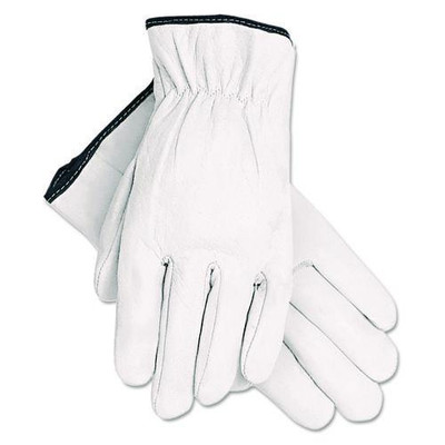 Grain Goatskin Driver Gloves, White, Large, 12 Pairs