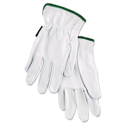 Grain Goatskin Driver Gloves, White, Medium, 12 Pairs
