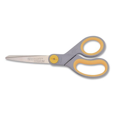 Titanium Bonded Scissors, 8" Long, 3.5" Cut Length, Gray/yellow Straight Handle - VISACM13529