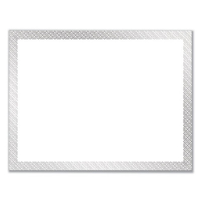 Foil Border Certificates, 8.5 X 11, White/silver With Braided Silver Border,15/pack
